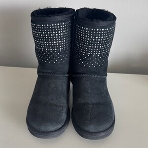UGG Black Short Classic Shearling Boots with rhinestones, good condition
